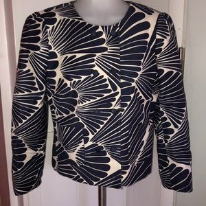 EUC Collarless Double Breasted Cotton Twill Jacket
